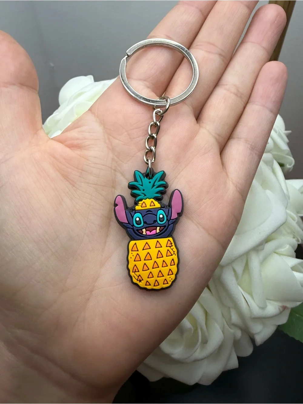 Cute Pineapple Stitch Keychain - Yellow & Teal